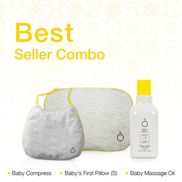 Omved Best Seller Combo with baby compress, baby pillow, baby oil