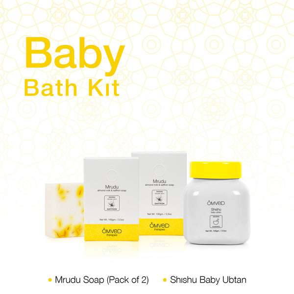 Omved Bath Kit - Mrudu soap pack of 2 & Shishu Baby Ubtan