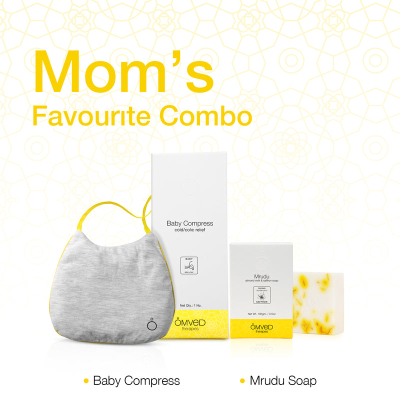 Omved Mom's Favourite Combo - Baby bib compress & Mrudu soap